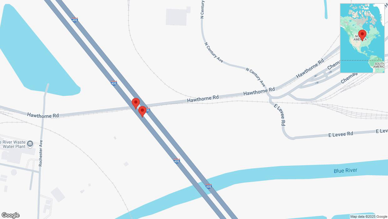 A detailed map that shows the affected road due to 'Broken down vehicle on southbound I-435 in Kansas City' on March 19th at 3:35 p.m.