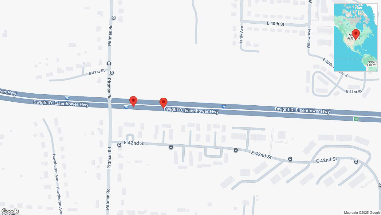 A detailed map that shows the affected road due to 'Broken down vehicle on eastbound I-70 in Kansas City' on March 19th at 4:09 p.m.
