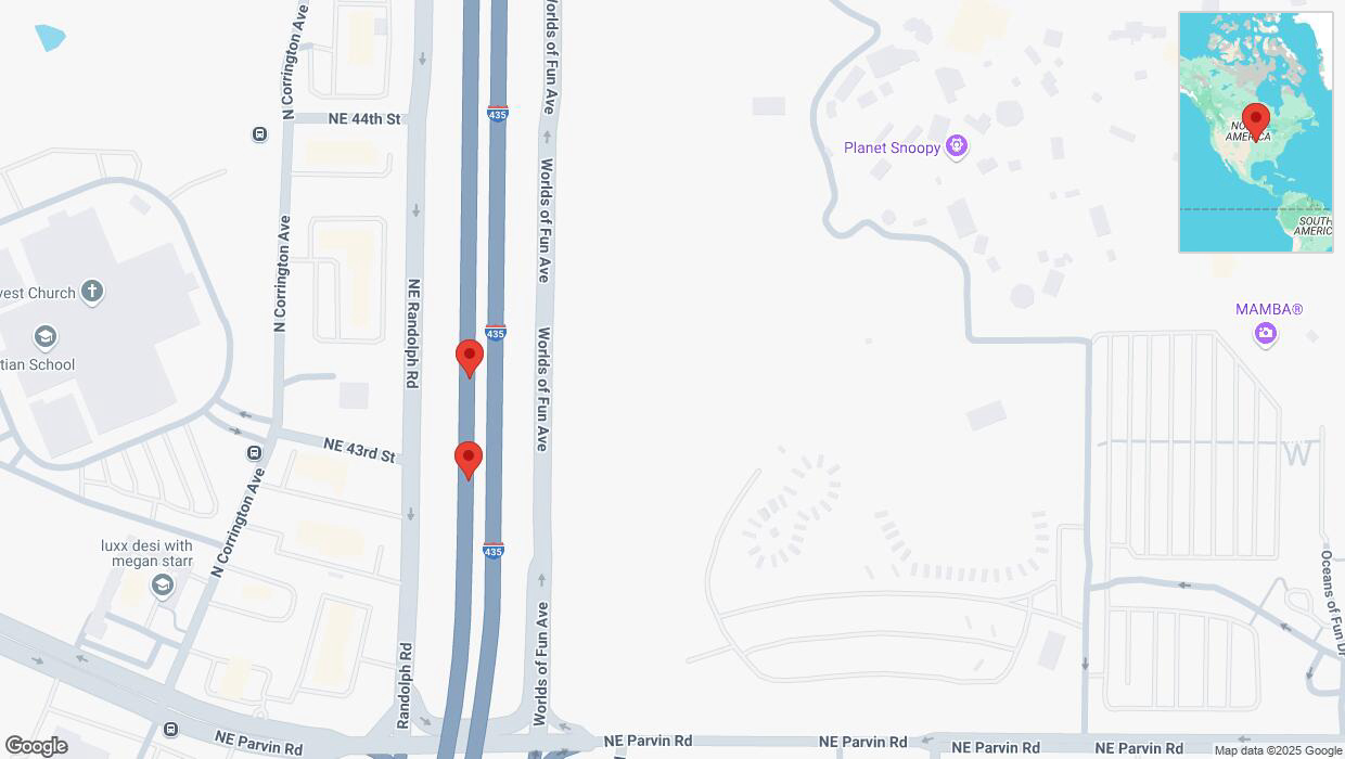 A detailed map that shows the affected road due to 'Broken down vehicle on southbound I-435 in Kansas City' on March 19th at 5:55 p.m.