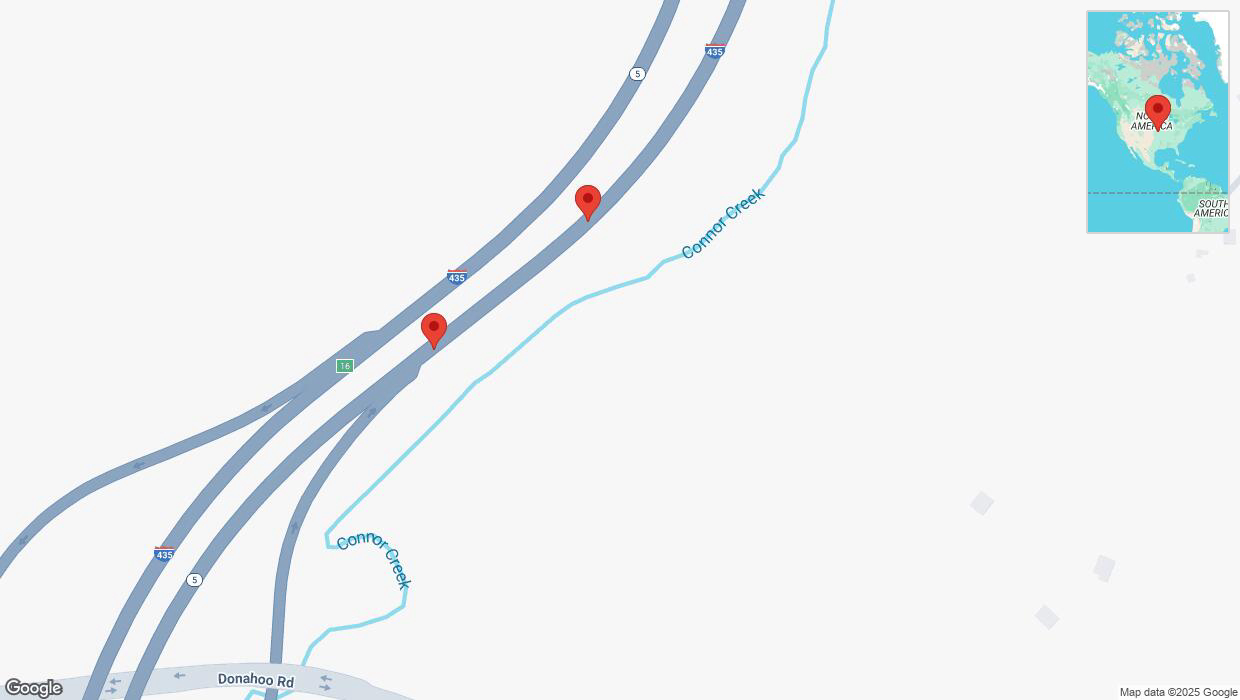 A detailed map that shows the affected road due to 'Broken down vehicle on northbound I-435 in Kansas City' on March 19th at 7:16 p.m.