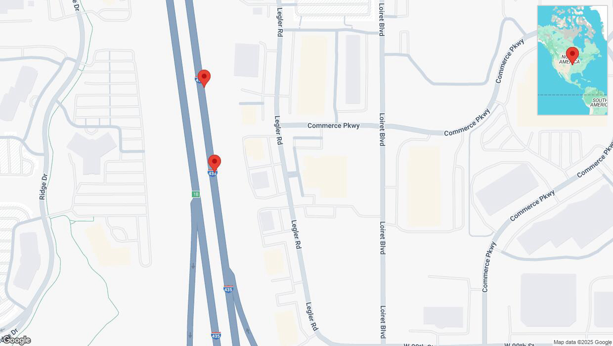 A detailed map that shows the affected road due to 'Broken down vehicle on northbound I-435 in Lenexa' on March 20th at 12:41 p.m.