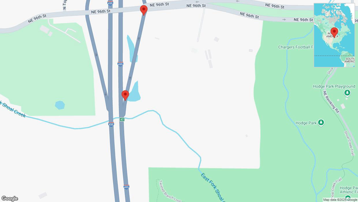 A detailed map that shows the affected road due to 'Broken down vehicle on Interstate 435 in Kansas City' on March 20th at 1:39 p.m.