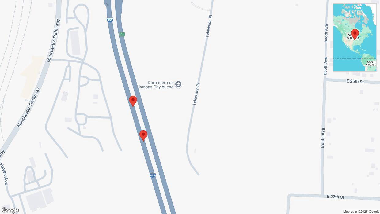 A detailed map that shows the affected road due to 'Broken down vehicle on southbound I-435 in Kansas City' on March 20th at 10:47 p.m.