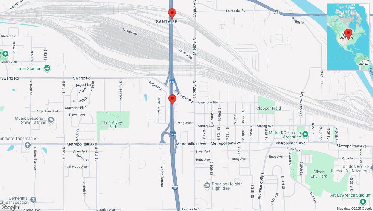 A detailed map that shows the affected road due to 'Warning: Crash on northbound I-635 in Kansas City' on March 21st at 5:46 p.m.