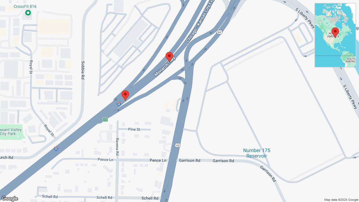 A detailed map that shows the affected road due to 'Crash report: I-35' on March 24th at 3:24 p.m.