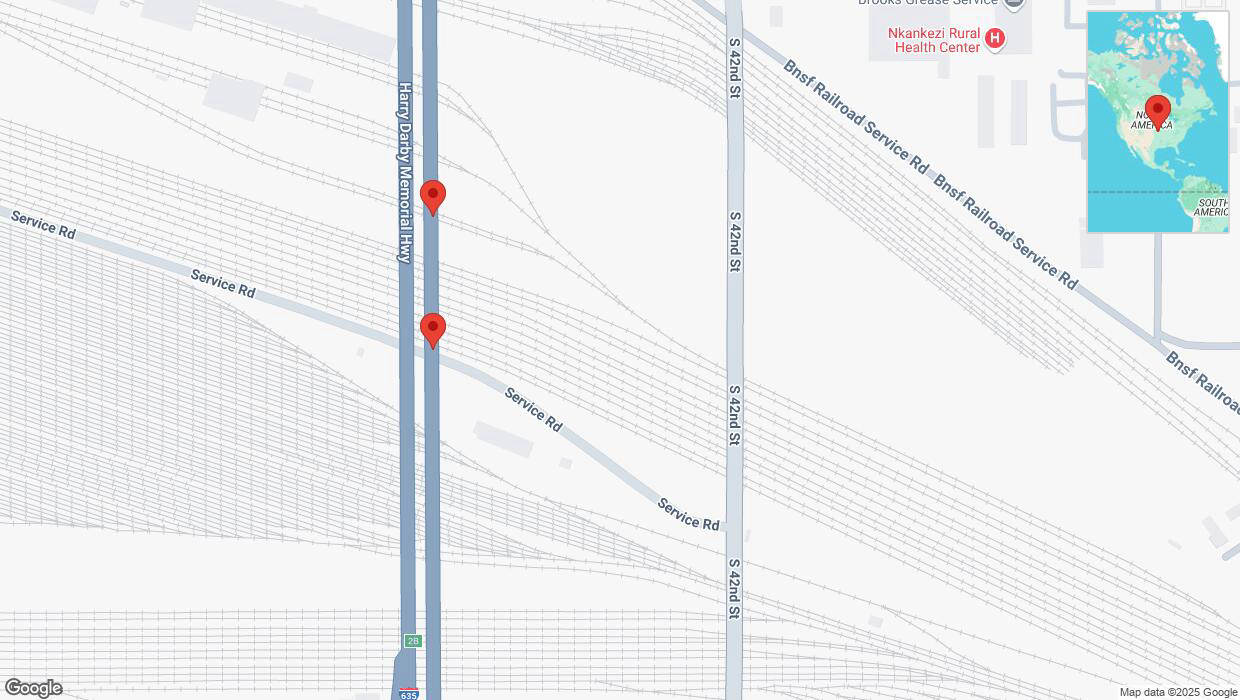 A detailed map that shows the affected road due to 'Broken down vehicle on northbound I-635 in Kansas City' on March 24th at 6:48 p.m.