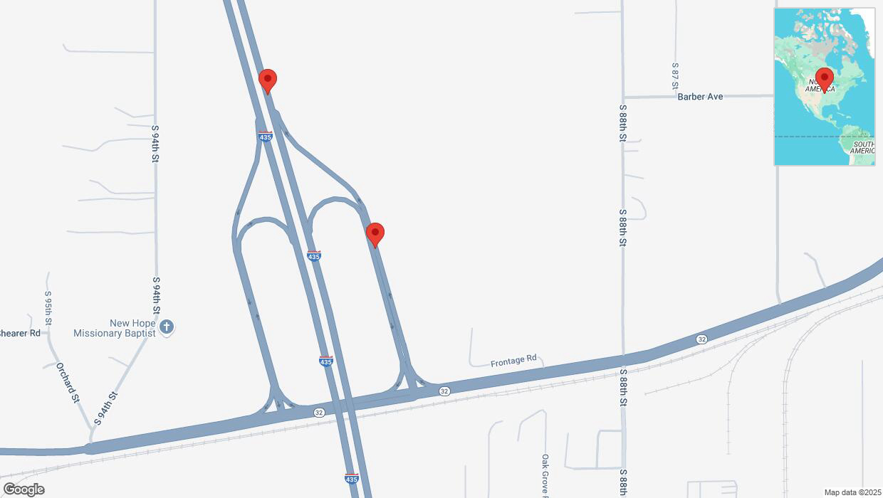 A detailed map that shows the affected road due to 'Kaw Drive Frontage Road closed in Kansas City' on March 24th at 7:51 p.m.