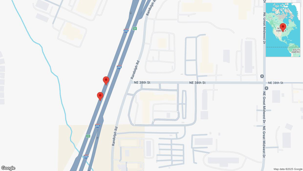 A detailed map that shows the affected road due to 'Reports of a crash on southbound I-435' on March 25th at 2:59 p.m.