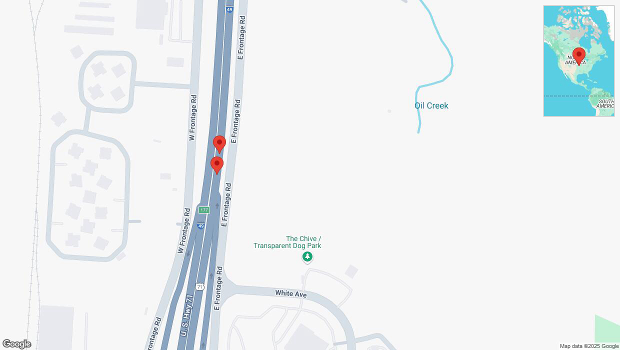 A detailed map that shows the affected road due to 'Reports of a crash on northbound I-40/US-71' on March 25th at 5:02 p.m.