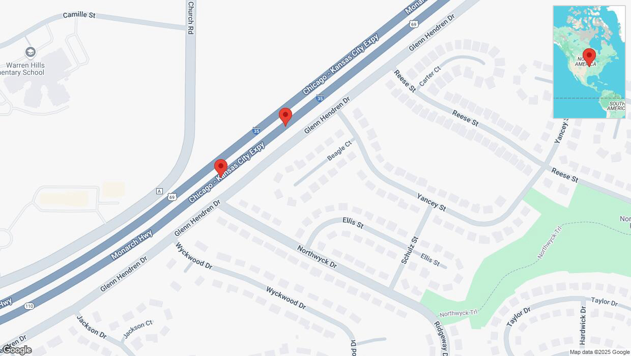 A detailed map that shows the affected road due to 'Broken down vehicle in Liberty' on March 26th at 8:45 a.m.