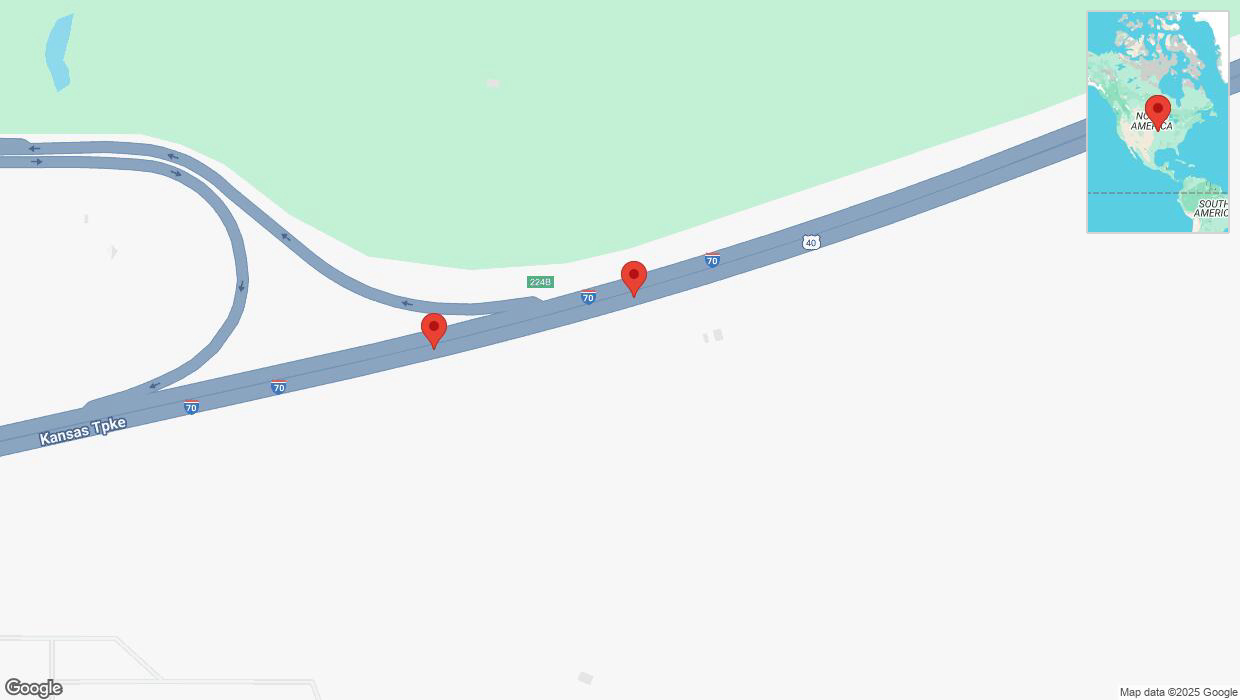 A detailed map that shows the affected road due to 'Broken down vehicle on eastbound I-70 in Bonner Springs' on March 29th at 12:39 p.m.