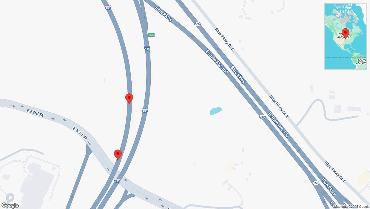 A detailed map that shows the affected road due to 'Broken down vehicle on southbound I-435 in Kansas City' on March 29th at 1:51 p.m.
