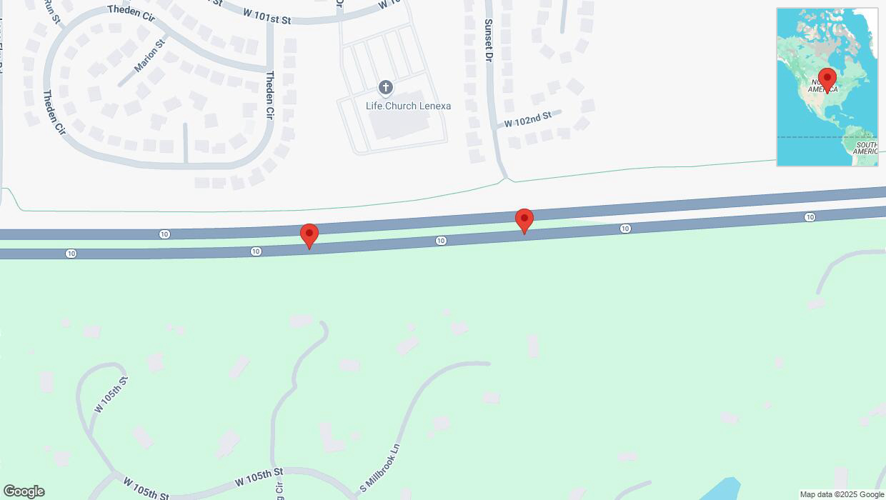 A detailed map that shows the affected road due to 'Crash update: K-10' on March 29th at 2:48 p.m.