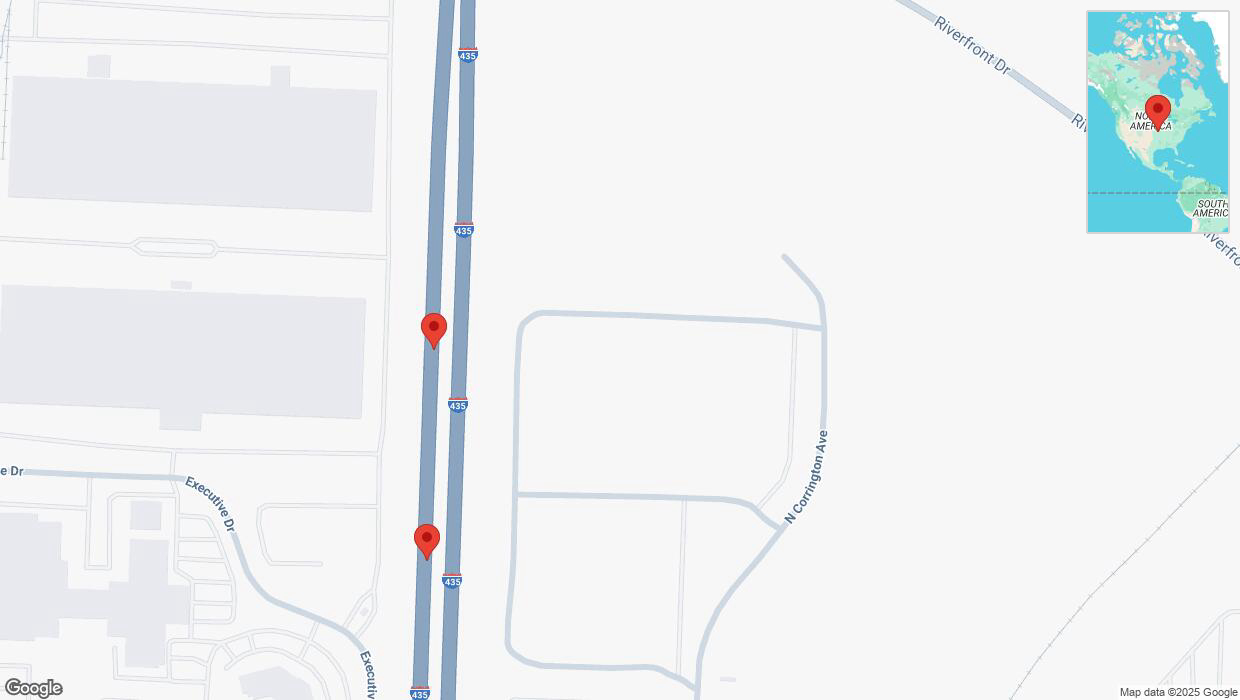 A detailed map that shows the affected road due to 'Broken down vehicle on southbound I-435 in Kansas City' on March 29th at 4:49 p.m.