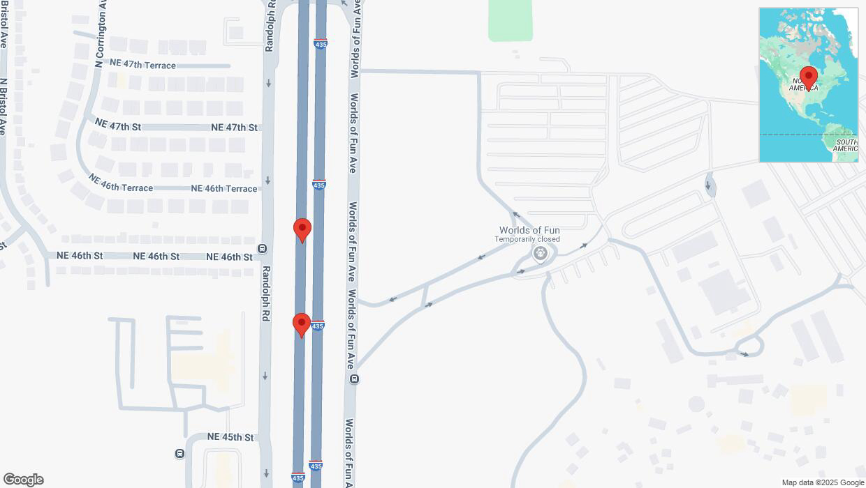 A detailed map that shows the affected road due to 'Broken down vehicle on southbound I-435 in Kansas City' on March 30th at 3:03 p.m.