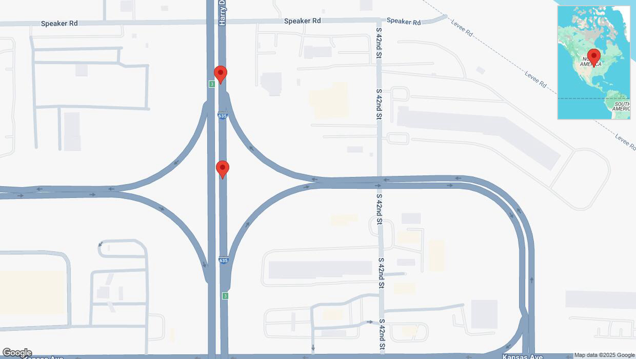 A detailed map that shows the affected road due to 'A crash has been reported on northbound I-635' on March 31st at 4:20 p.m.