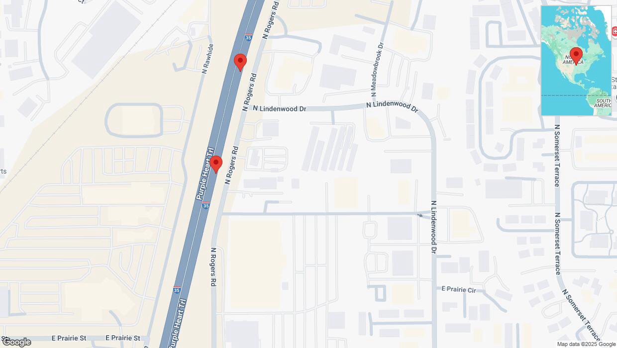 A detailed map that shows the affected road due to 'Broken down vehicle on eastbound I-35 in Olathe' on March 31st at 8:02 p.m.