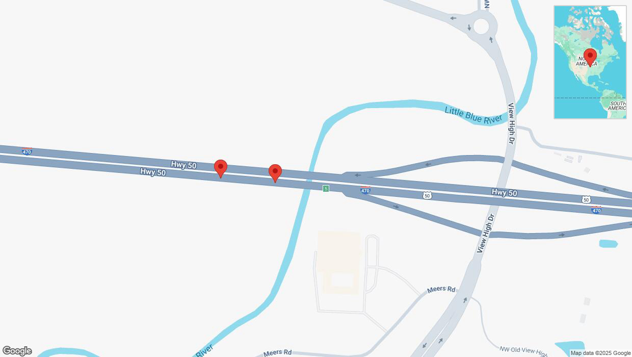 A detailed map that shows the affected road due to 'Broken down vehicle on eastbound I-470 in Kansas City' on April 1st at 6:22 p.m.