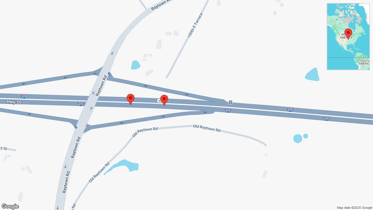 A detailed map that shows the affected road due to 'Broken down vehicle on eastbound I-470 in Kansas City' on April 1st at 11:27 p.m.