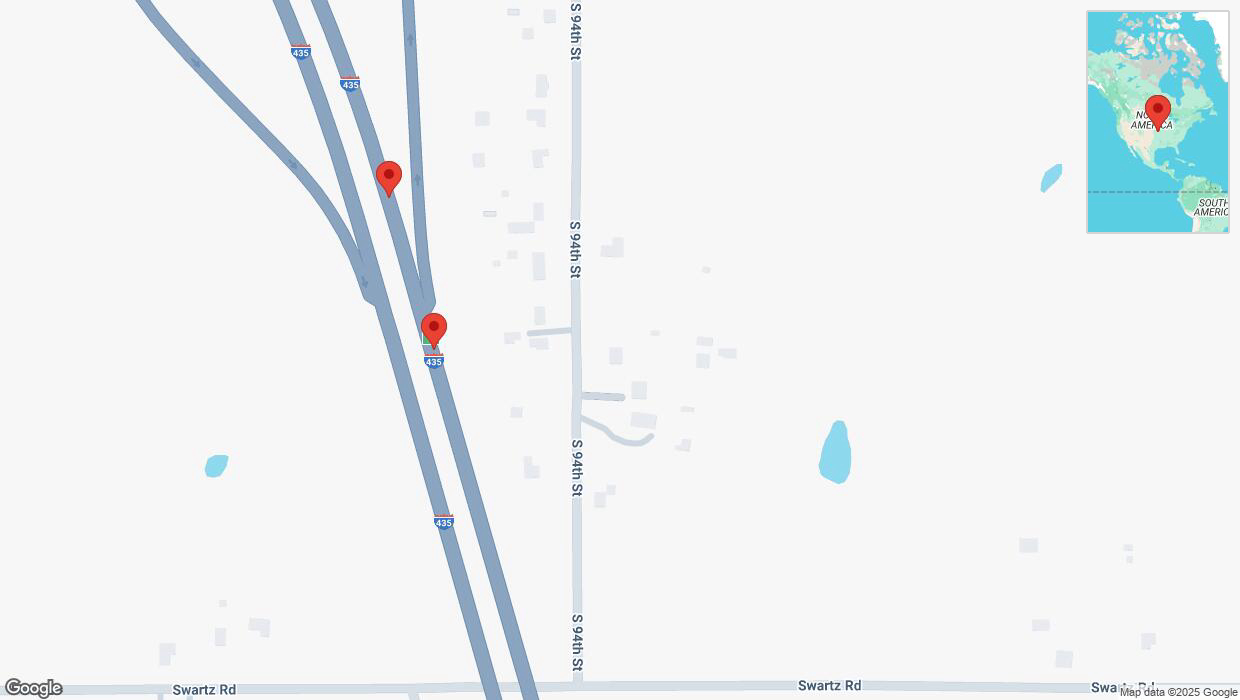 A detailed map that shows the affected road due to 'Broken down vehicle on northbound I-435 in Edwardsville' on April 2nd at 12:12 p.m.