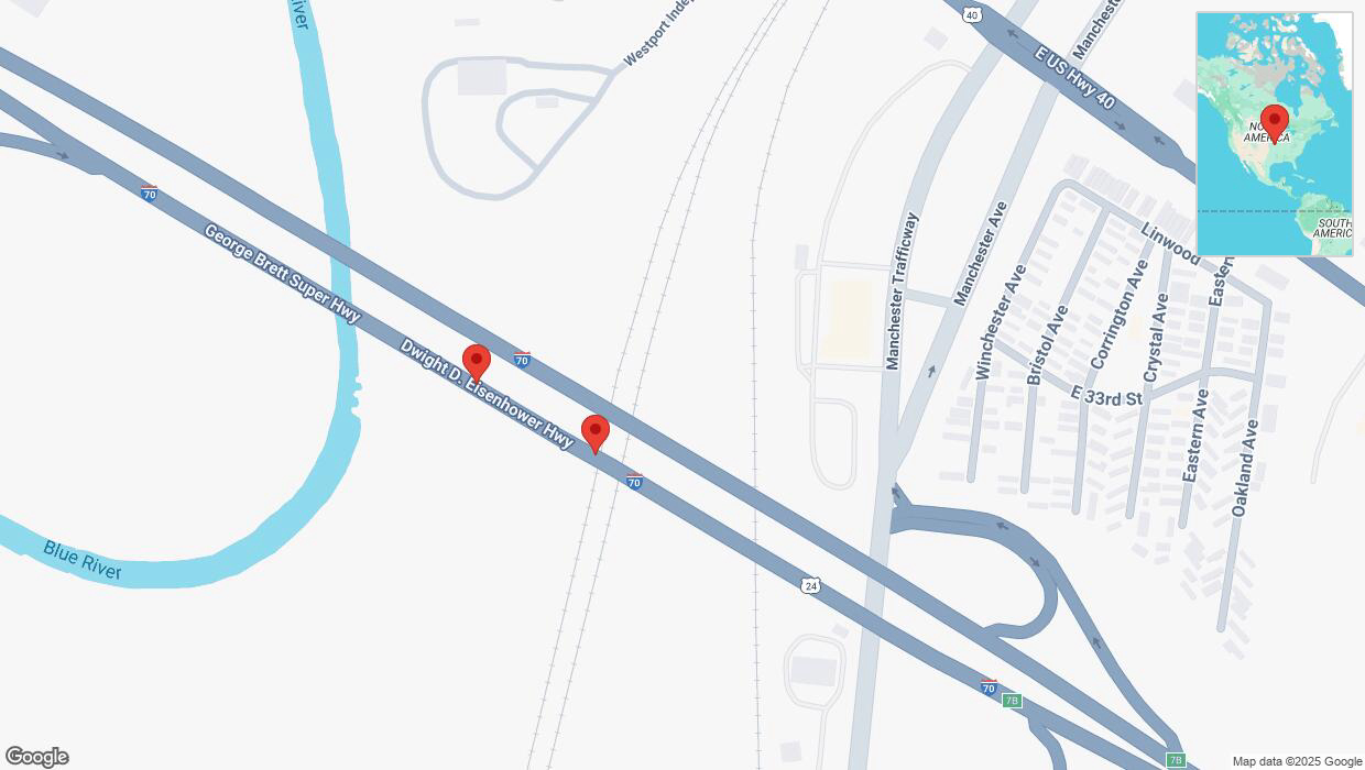 A detailed map that shows the affected road due to 'Crash report: I-70' on April 2nd at 10:27 p.m.