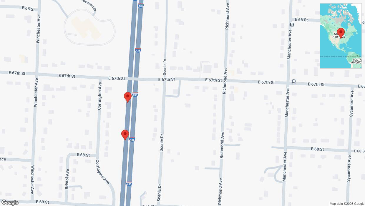 A detailed map that shows the affected road due to 'Broken down vehicle on southbound I-435 in Kansas City' on April 3rd at 4:27 p.m.