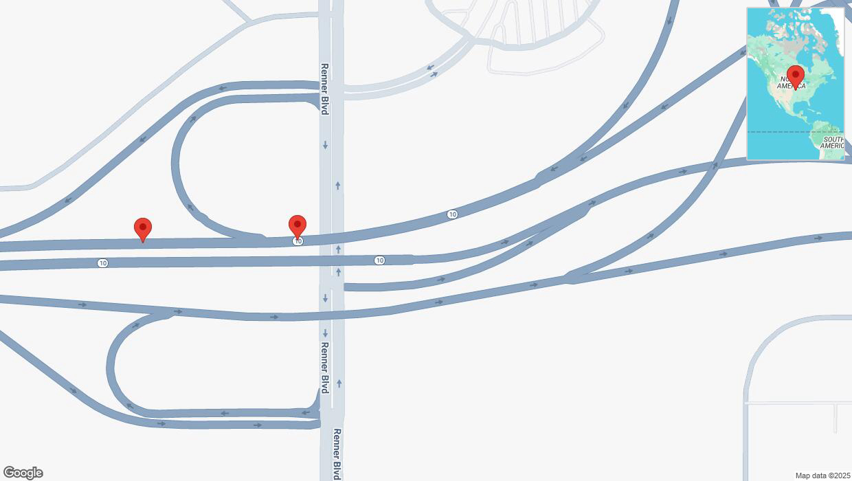 A detailed map that shows the affected road due to 'Broken down vehicle on westbound K-10 in Lenexa' on April 3rd at 5:19 p.m.