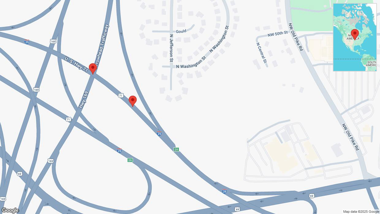 A detailed map that shows the affected road due to 'Broken down vehicle on northbound I-29 in Kansas City' on April 3rd at 4:57 p.m.