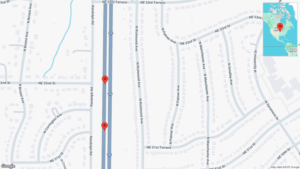 A detailed map that shows the affected road due to 'Broken down vehicle on southbound I-435 in Kansas City' on April 3rd at 5:38 p.m.