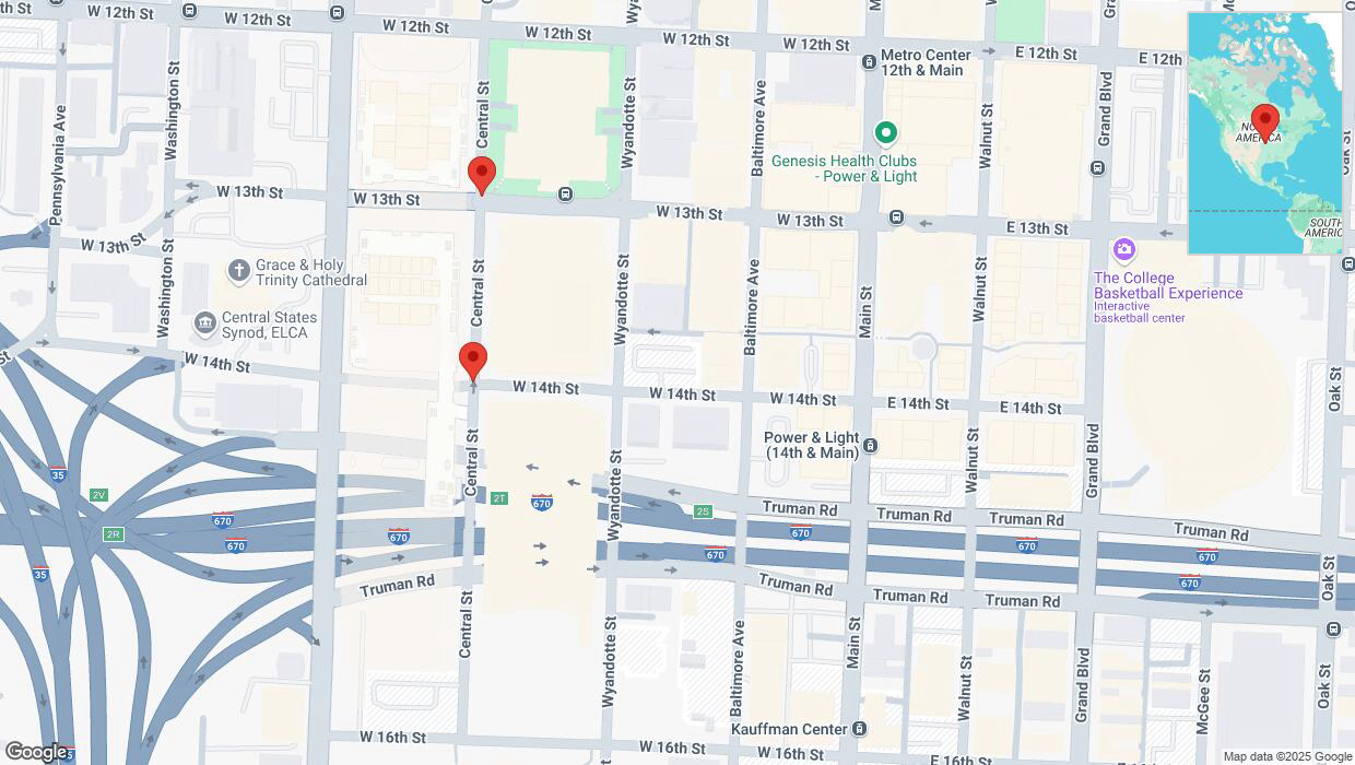 A detailed map that shows the affected road due to 'Kansas City: East 14th Street temporarily closed' on April 6th at 4:07 p.m.