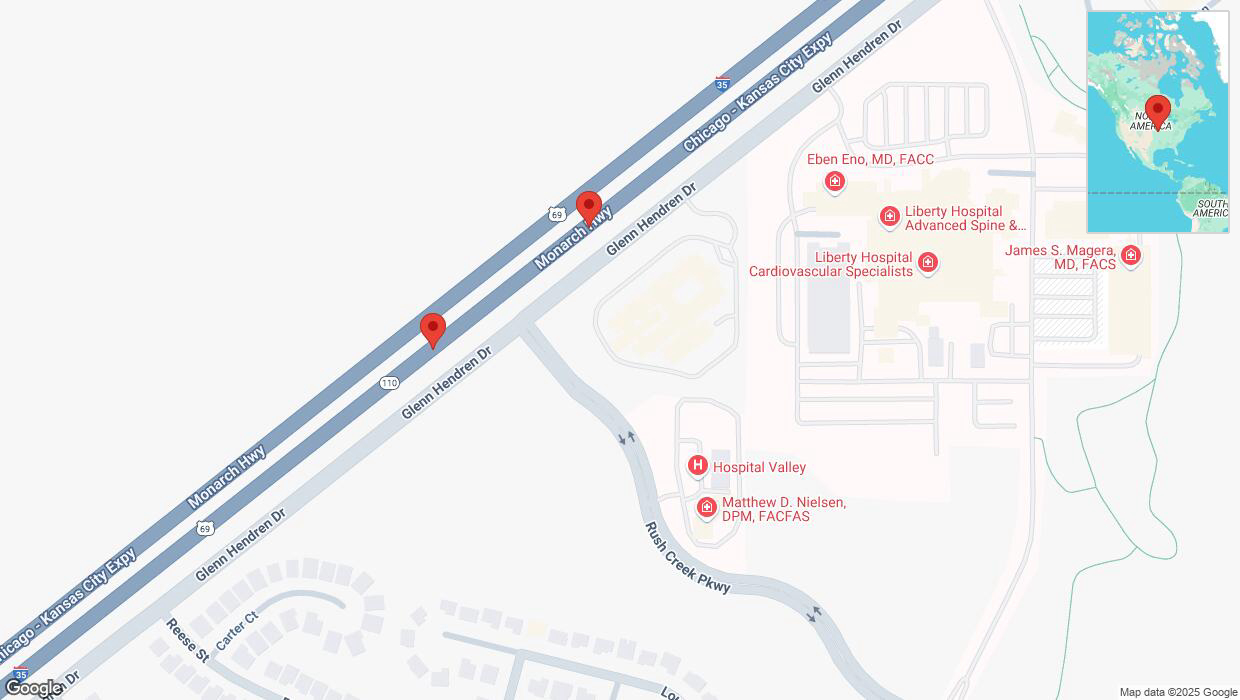 A detailed map that shows the affected road due to 'Reports of a crash in Liberty' on April 5th at 5:25 p.m.