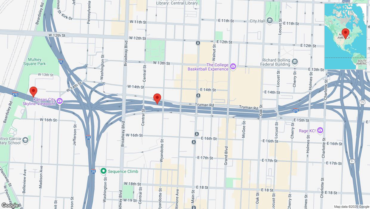 A detailed map that shows the affected road due to 'I-670 closed in Kansas City' on April 6th at 12:58 p.m.