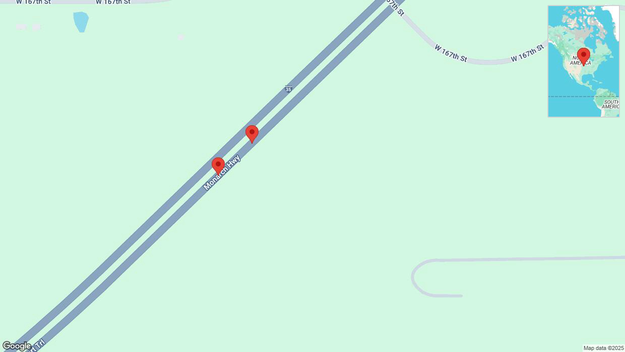 A detailed map that shows the affected road due to 'Broken down vehicle on eastbound I-35 in Gardner' on April 7th at 4:12 p.m.