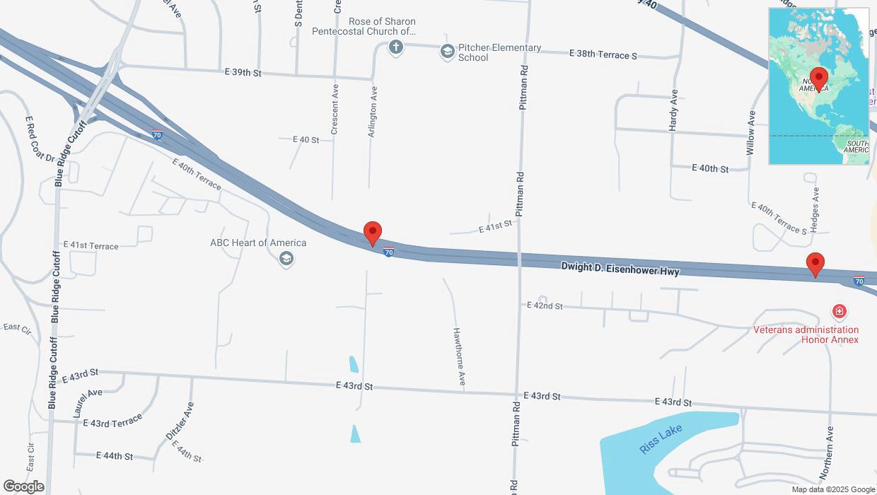 A detailed map that shows the affected road due to 'Reports of a crash on eastbound I-70' on April 7th at 5:27 p.m.