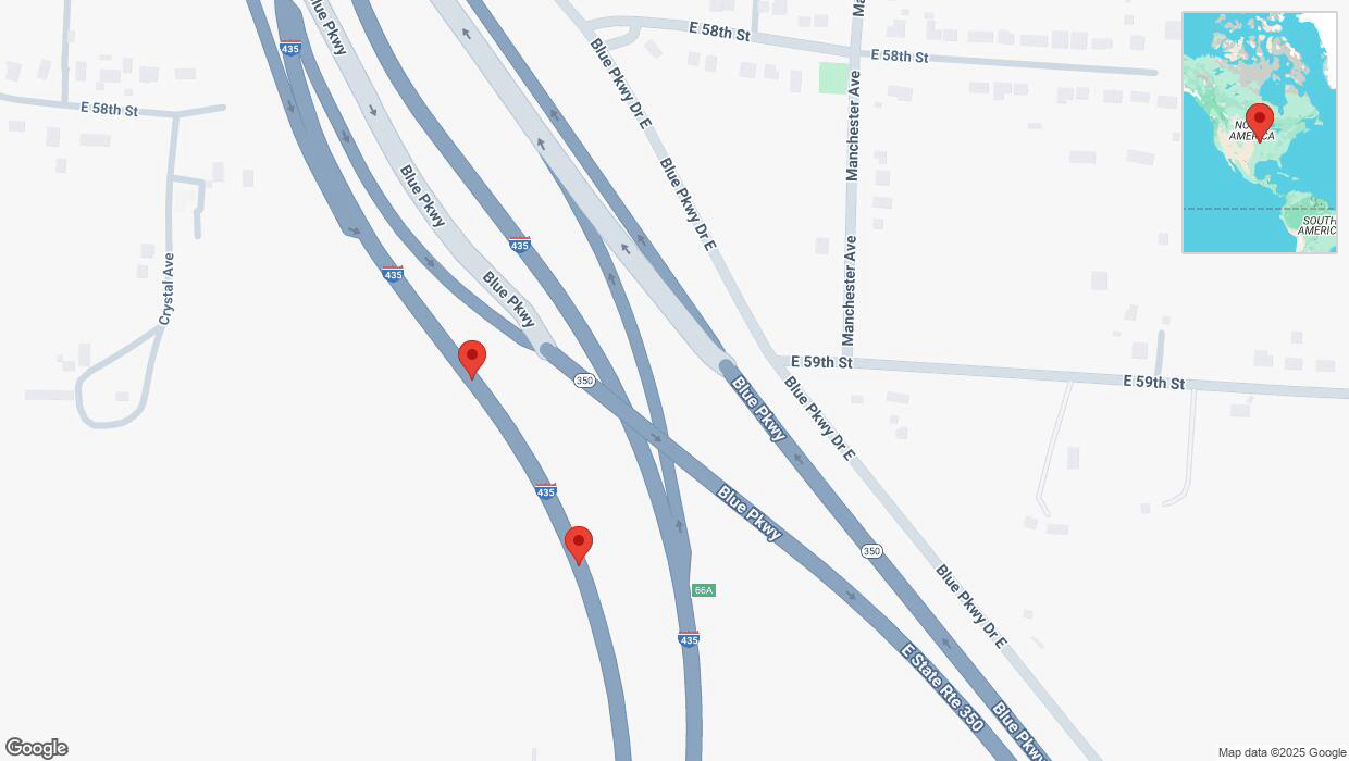 A detailed map that shows the affected road due to 'Crash update: I-435' on April 7th at 6:07 p.m.