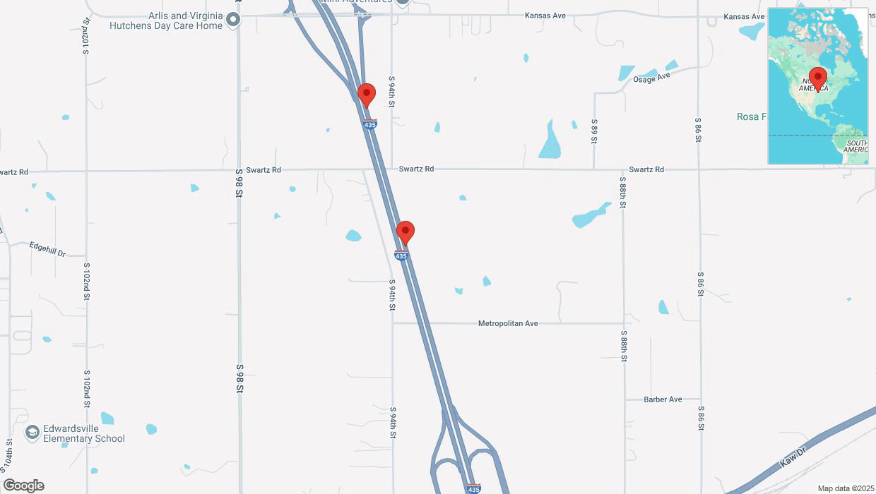 A detailed map that shows the affected road due to 'Lane on I-435 closed in Kansas City' on April 9th at 1:16 p.m.