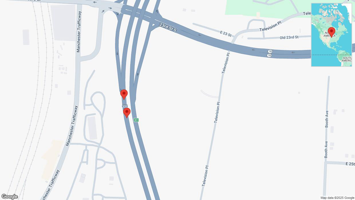 A detailed map that shows the affected road due to 'Crash update: I-435' on April 9th at 10:54 p.m.