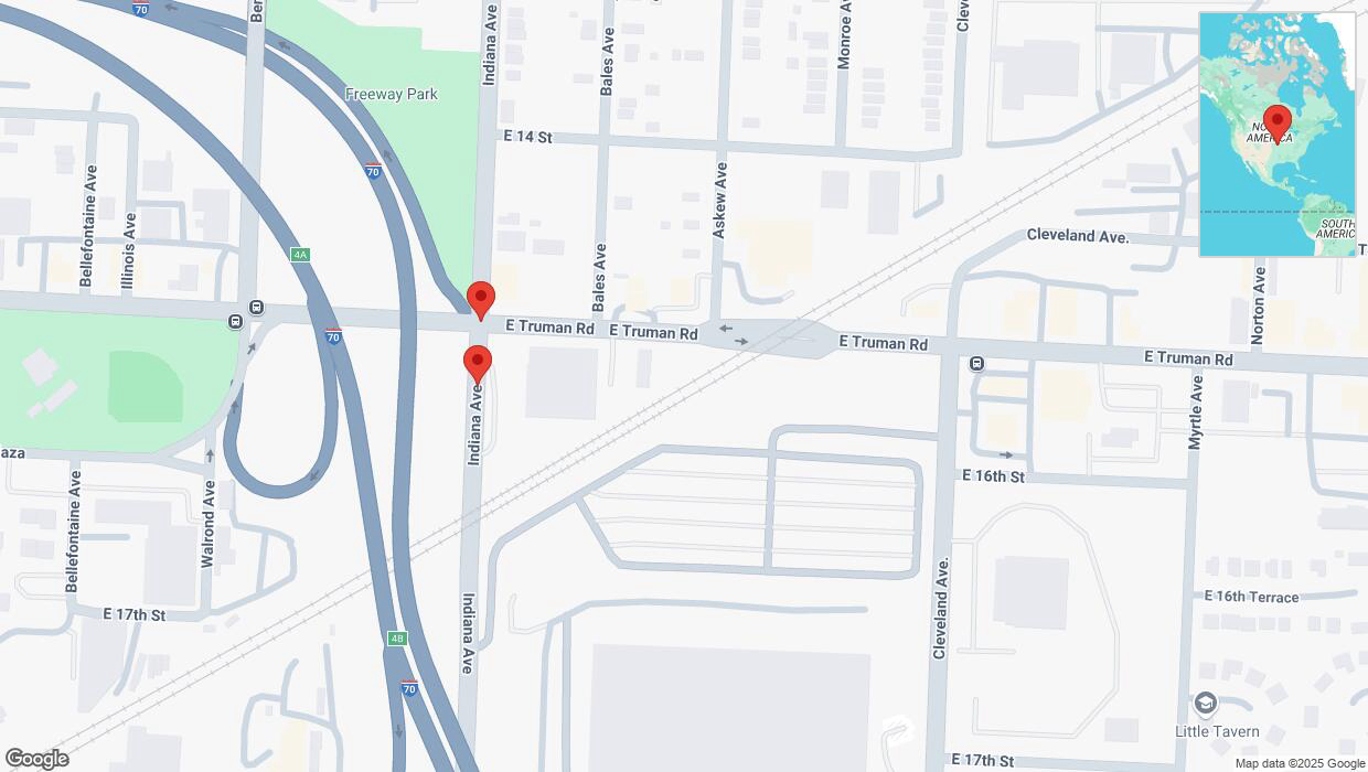 A detailed map that shows the affected road due to 'Indiana Avenue temporarily closed in Kansas City' on April 10th at 1:31 p.m.