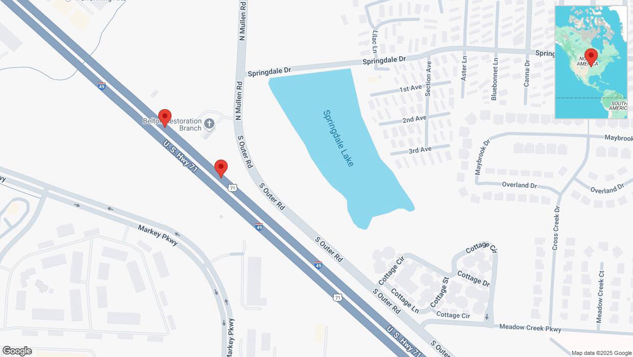 A detailed map that shows the affected road due to 'Reports of a crash on northbound I-40/US-71' on April 10th at 3:47 p.m.