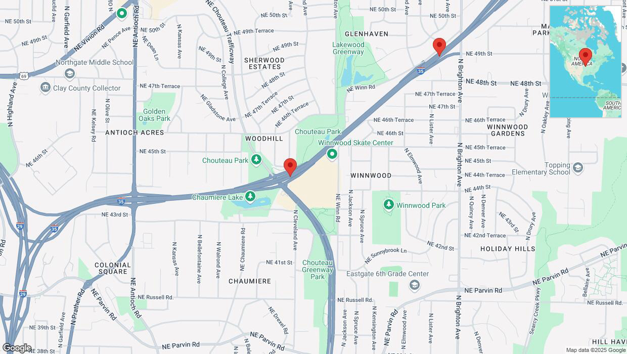 A detailed map that shows the affected road due to 'A crash has been reported on northbound I-35' on April 10th at 5 p.m.