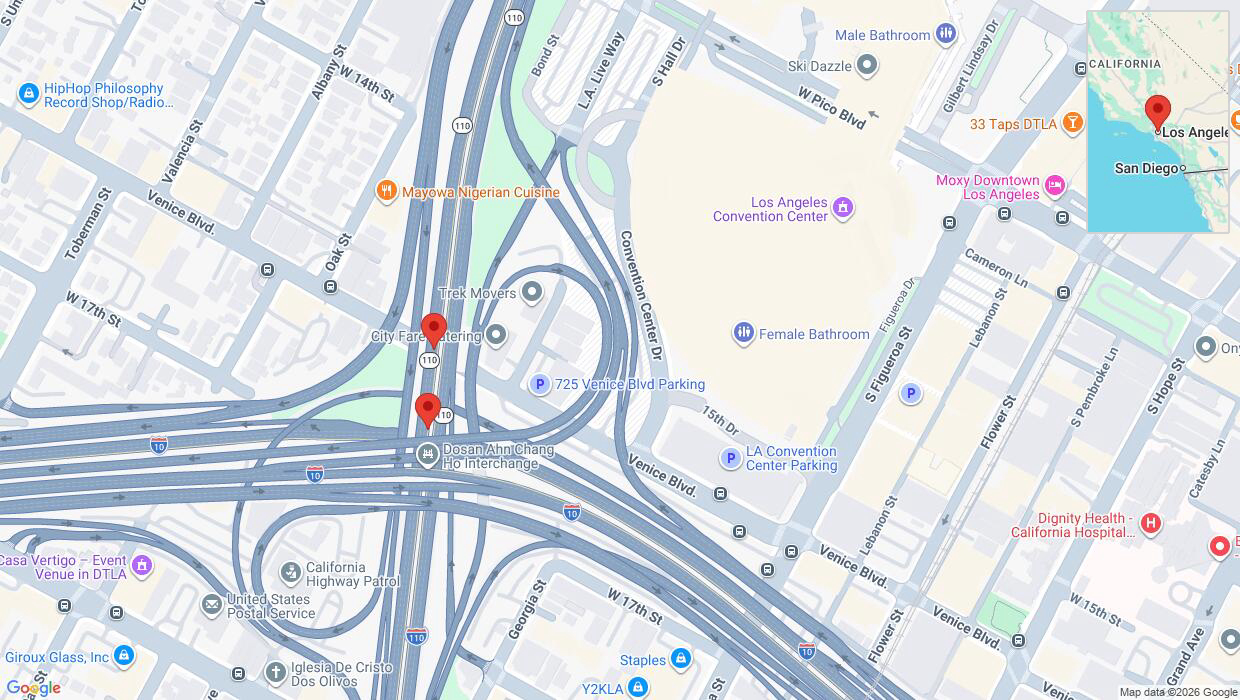 A detailed map that shows the affected road due to 'Grass fire on southbound CA-110 in Los Angeles' on June 25th at 9:52 a.m.