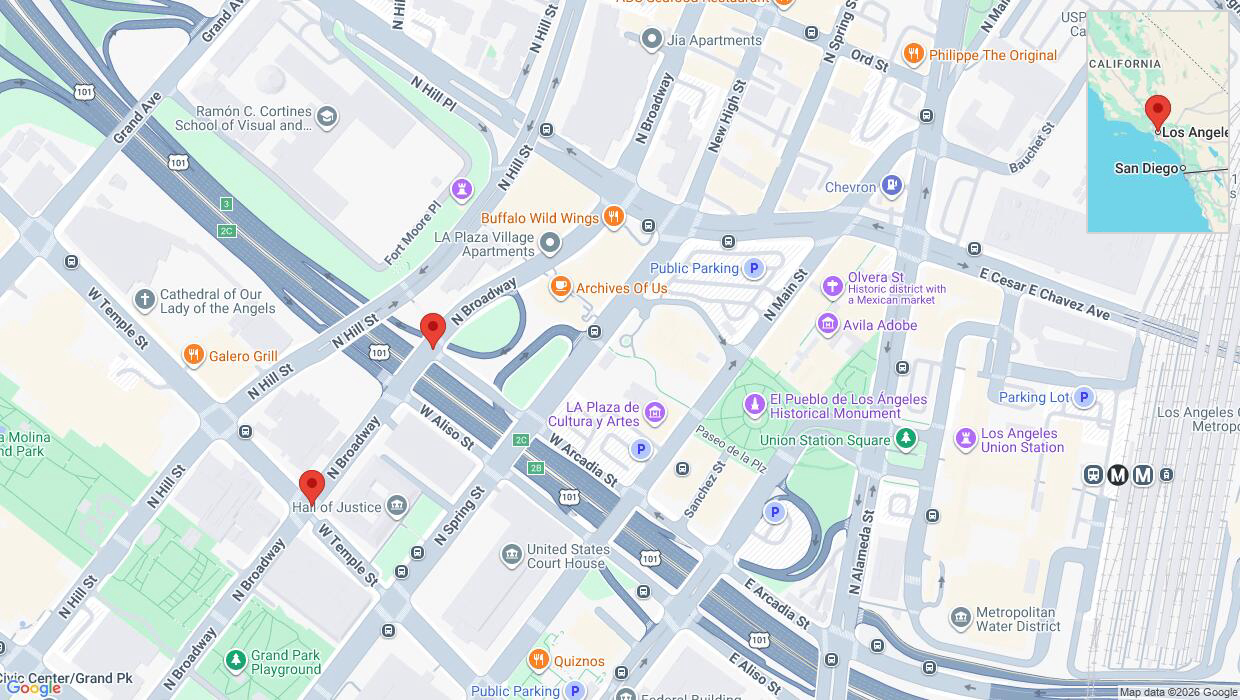A detailed map that shows the affected road due to 'Road closed in Los Angeles' on June 25th at 12:57 a.m.