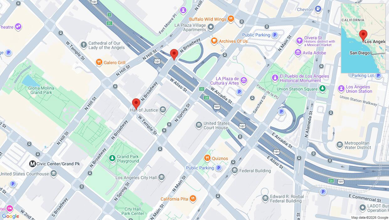 A detailed map that shows the affected road due to 'Road closed in Los Angeles' on June 25th at 1:12 a.m.