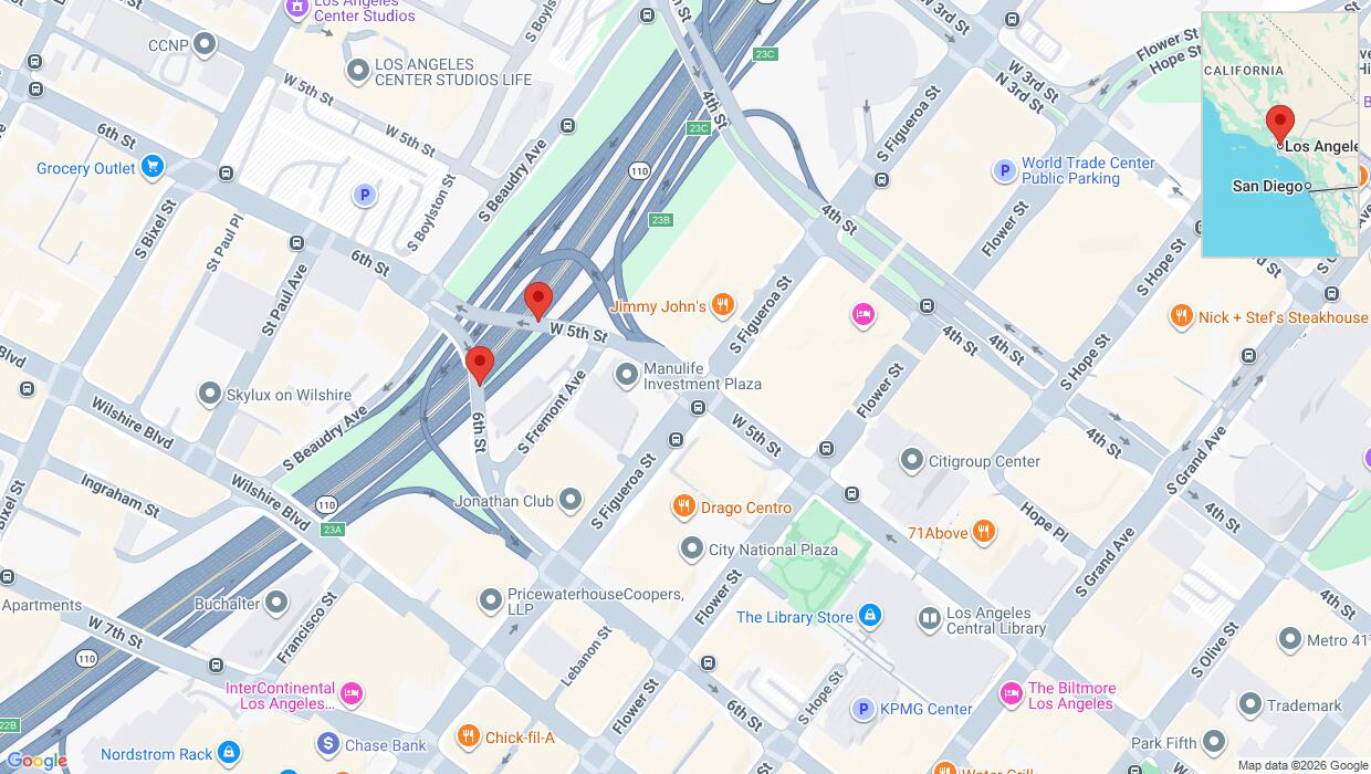 A detailed map that shows the affected road due to 'A crash has been reported on northbound CA-110' on June 25th at 6:49 a.m.