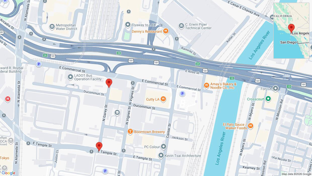 A detailed map that shows the affected road due to 'Los Angeles: North Garey Street closed' on June 25th at 4:40 a.m.