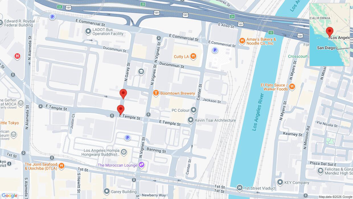 A detailed map that shows the affected road due to 'Los Angeles: North Garey Street closed' on June 25th at 5:27 a.m.