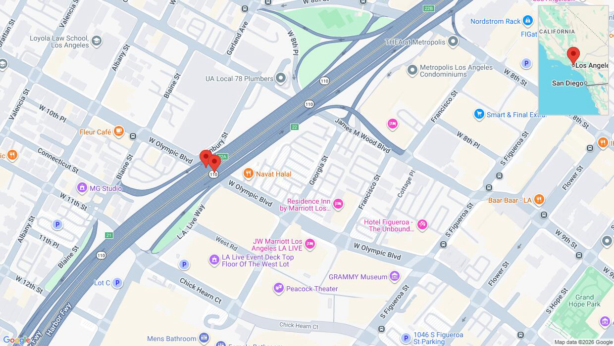 A detailed map that shows the affected road due to 'Crash report: West Olympic Boulevard' on June 25th at 6:23 a.m.