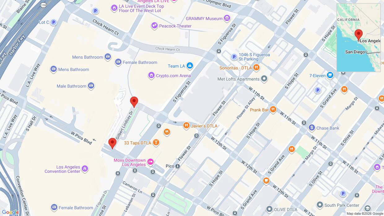 A detailed map that shows the affected road due to 'Los Angeles: South Figueroa Street closed' on August 10th at 4:28 p.m.
