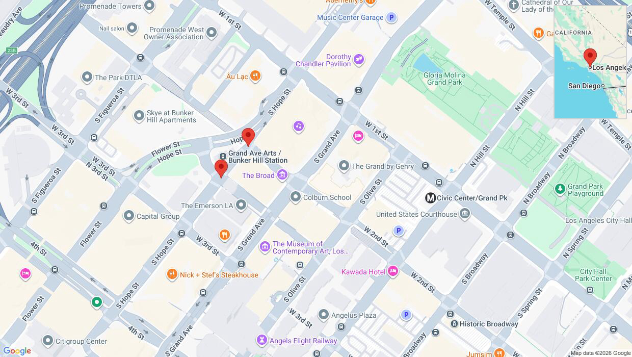 A detailed map that shows the affected road due to 'Los Angeles: South Hope St temporarily closed' on August 10th at 4:28 p.m.