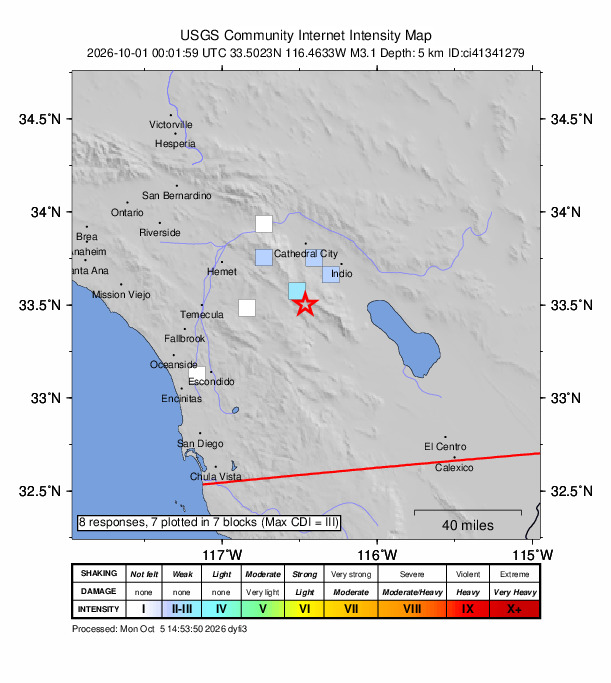 Earthquake close to Anza in Riverside County detected – magnitude 3.1 ...
